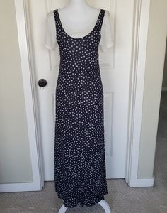 Vintage Blue and White Floral Maxi Dress